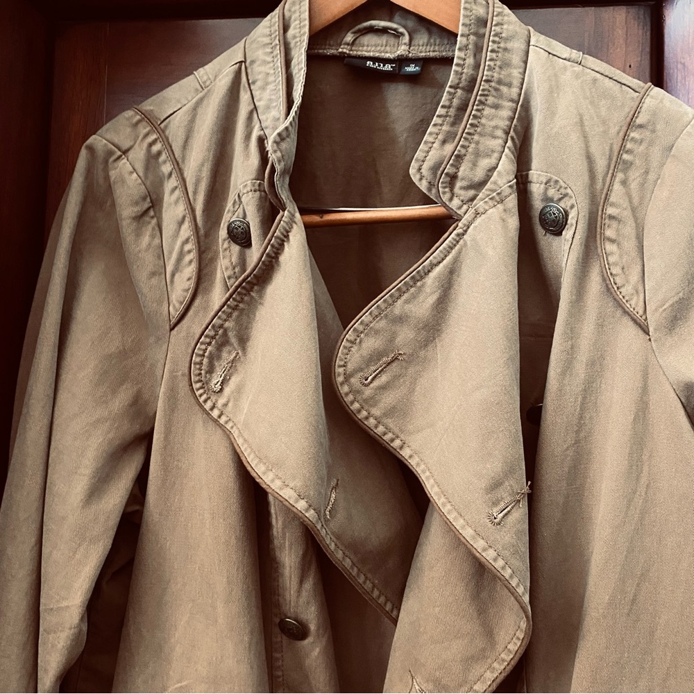 a.n.a. Military Style Utility Jacket sz XL Lightweight Green Double Breasted - Picture 2 of 7